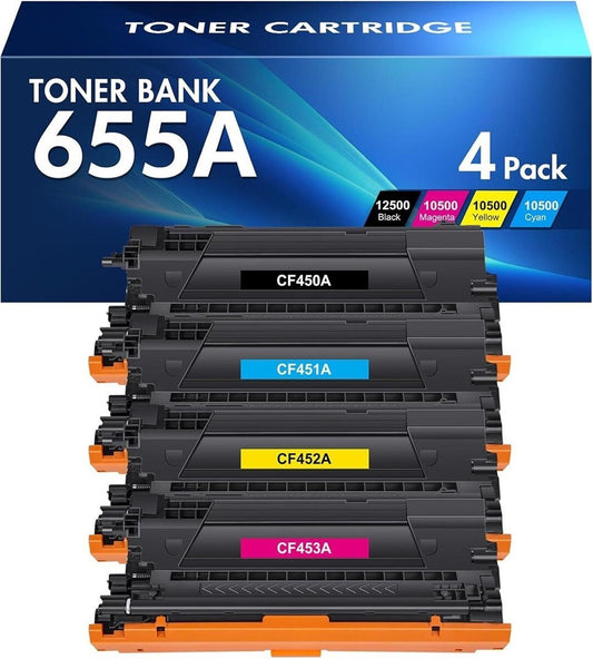 Toner Cart 4-Pack for HP 655A (Blk,C,Y,M)0
