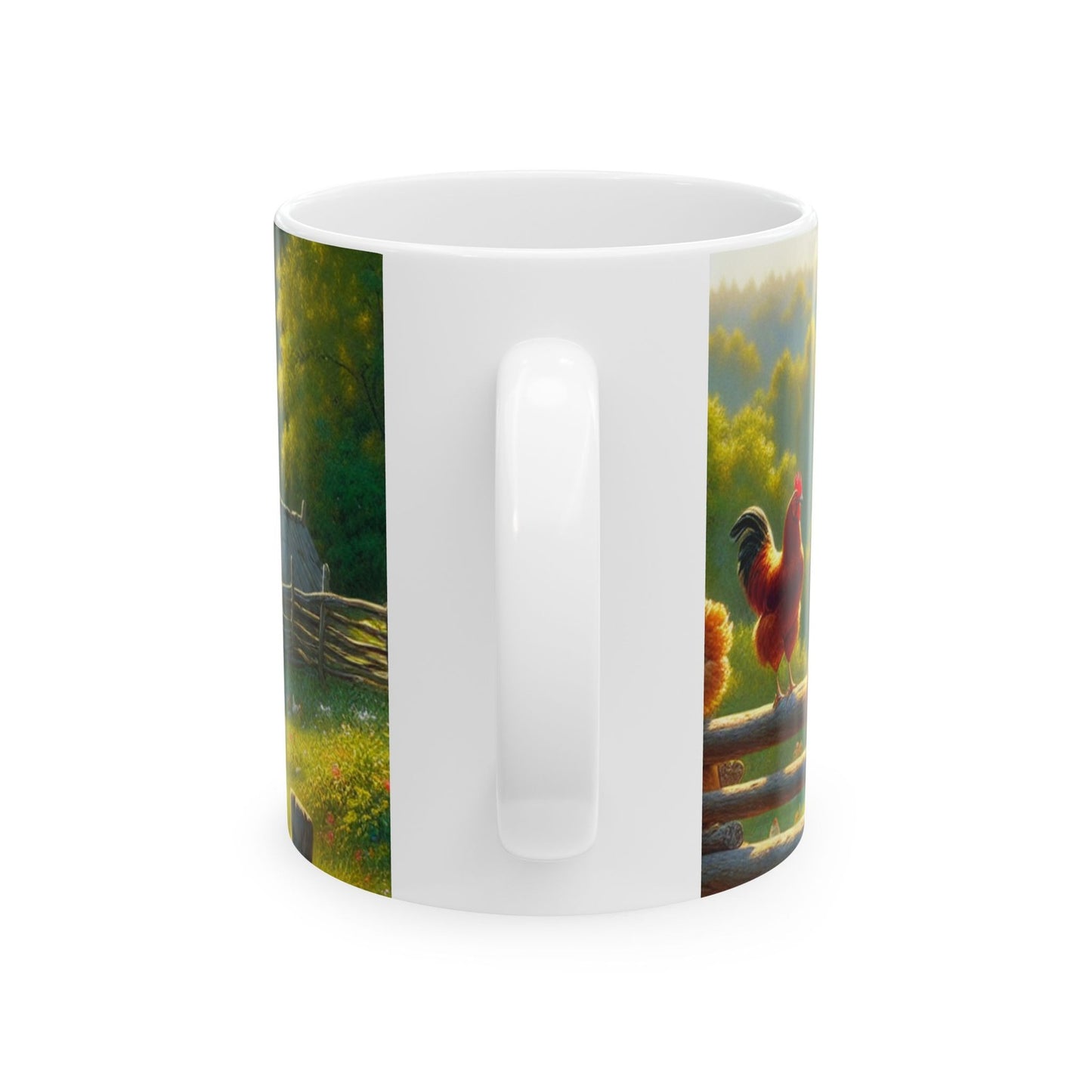 Farm Chickens Ceramic Mug, Rustic Chicken Coop Coffee Cup, Farmhouse Animal Tea1