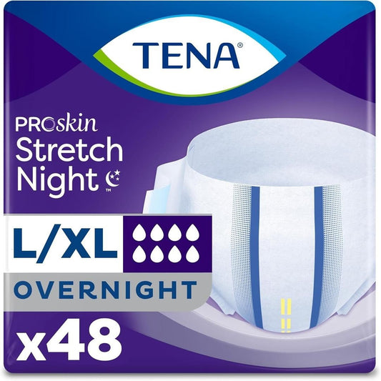 Tena Proskin Overnight Stretch Night Briefs w Tabs, Extra Large - L / XL, 48 Ct0