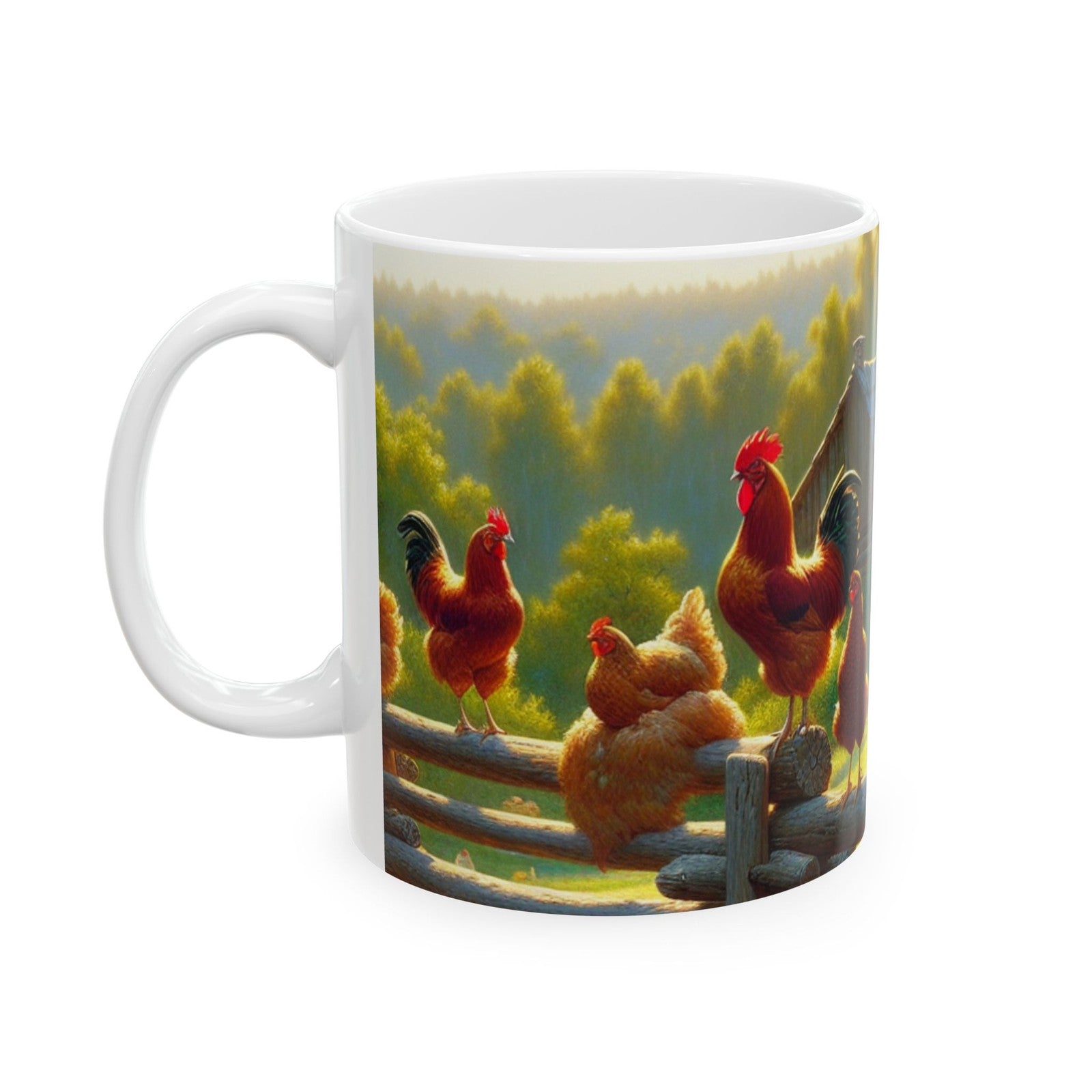 Farm Chickens Ceramic Mug, Rustic Chicken Coop Coffee Cup, Farmhouse Animal Tea2